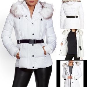 Michael Kors Belted White Puffer Jacket